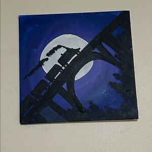 Nocturnal Train Canvas Art with Moonlit Blue